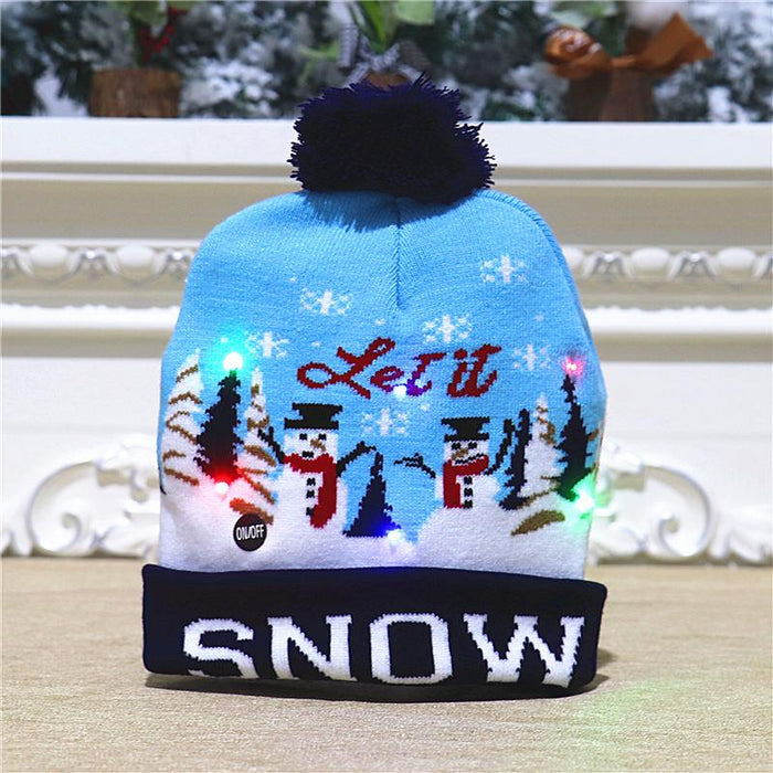 Christmas Decorations Adult Children's Luminous Knitted Hat