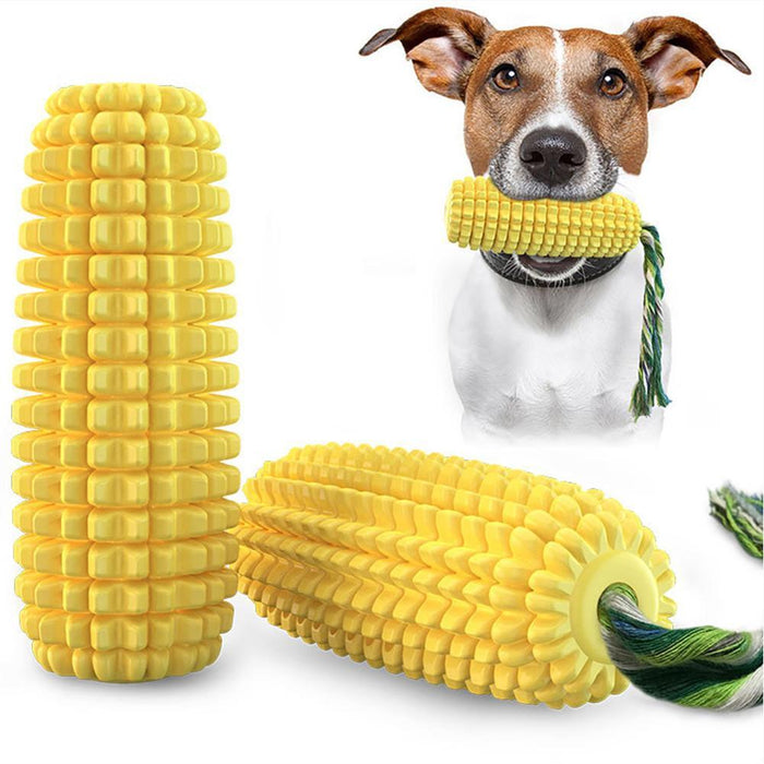 Corn toothbrush chewing dog toy puppy barking rubber teeth