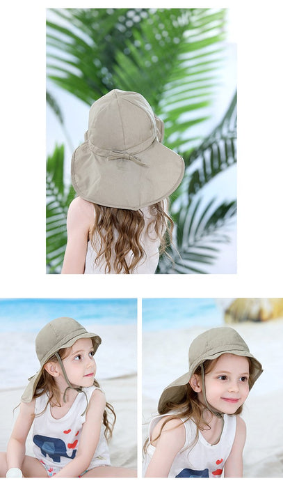 Coffee Ruffled Outdoor Sunscreen Thin Children's Shawl Hat