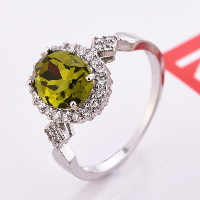 Women's Jewelry Oval Cut Olive / Black Zircon Bridal Rings