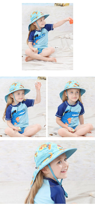 Children Cartoon Sunshade Shawl Hat Uv50 + Outdoor Sunscreen Hat