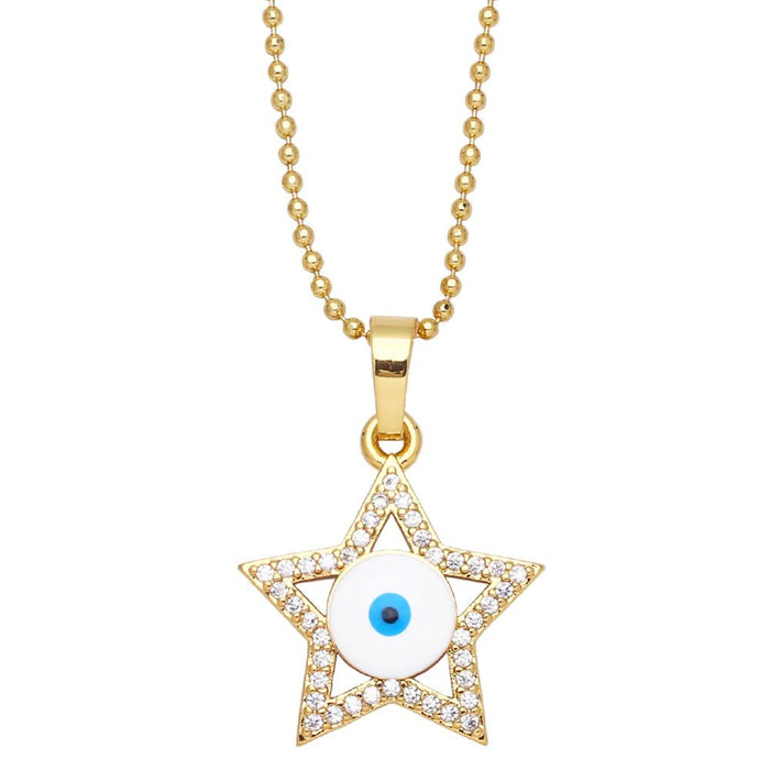 Advanced Geometric Love Diamond Inlaid Devil's Eye Necklace