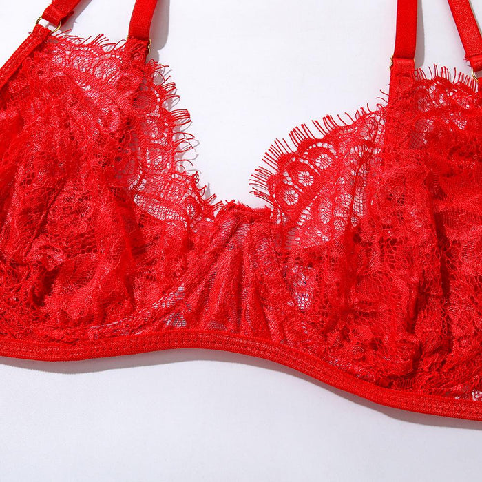 Fashion Sexy Lingerie Eyelashes Lace Underwear Set