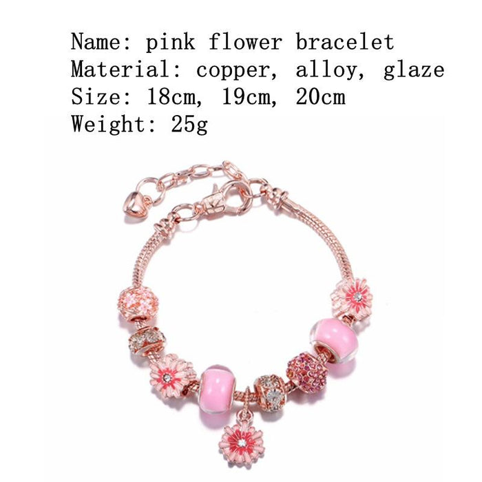 Pink Small Flowers Small Daisy Bracelet
