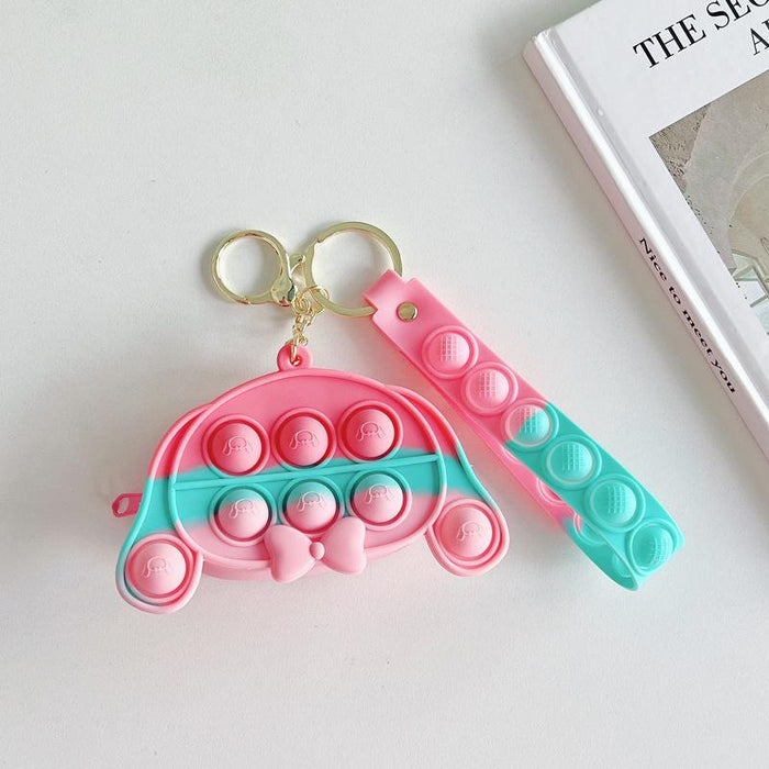 Cartoon creative silicone mini bag rabbit pendant keychain