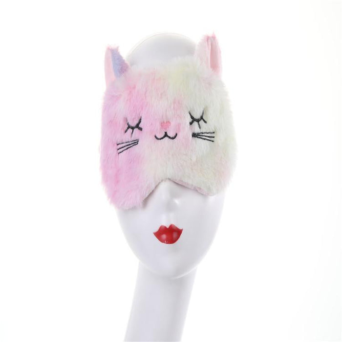Colorful Plush Animal Cute Cat Eye Mask