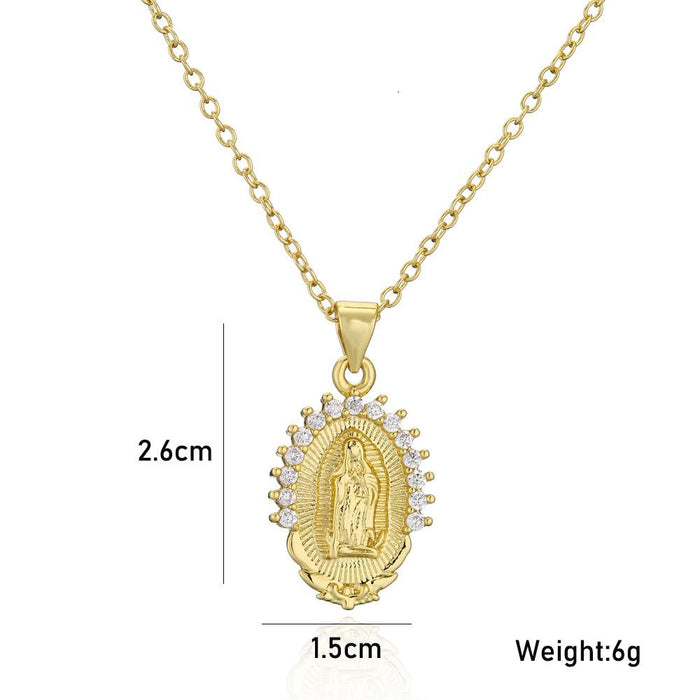 Zircon Virgin Mary Pendant Necklace Religious Gift