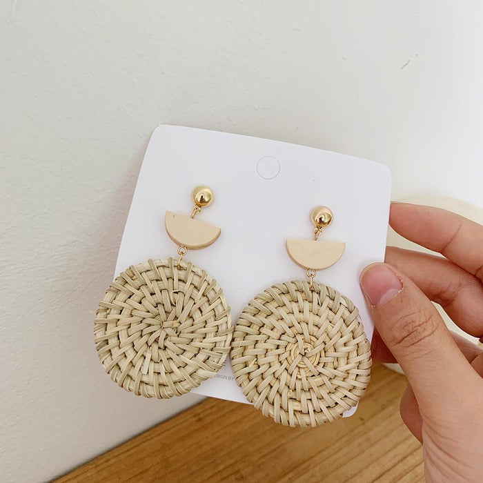 Bohemian Long Handmade Rattan Tassel Earrings