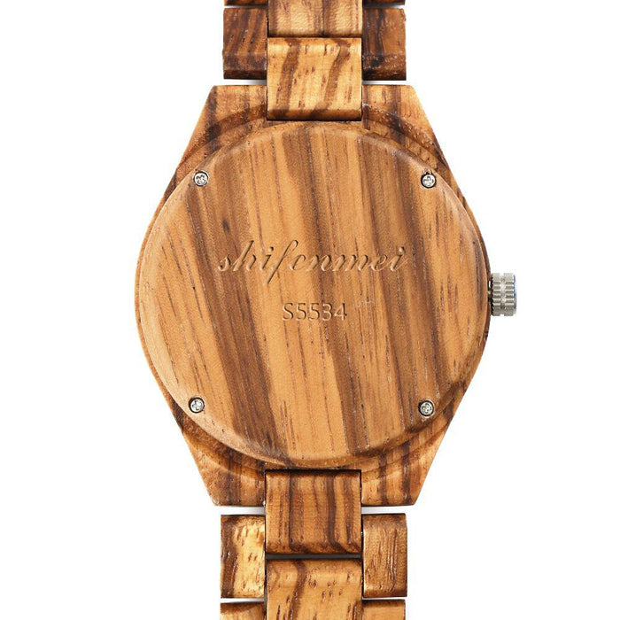 Quartz Watch Men's Cool Sandalwood Blue Literal Wood Watch