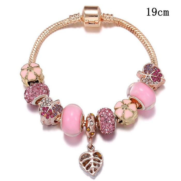 Warm Fall Leaves Pendant Diamond Leaf Beaded Daisy Bracelet