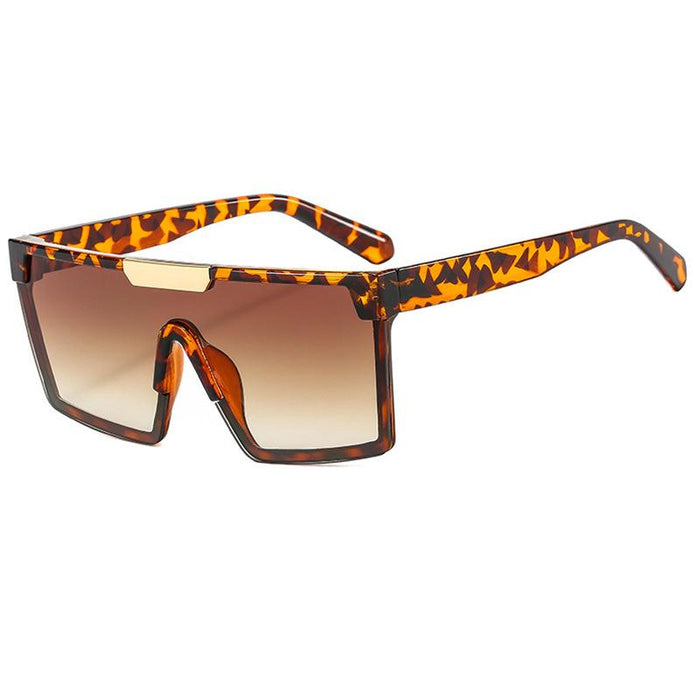 Square large frame one piece contrast Sunglasses