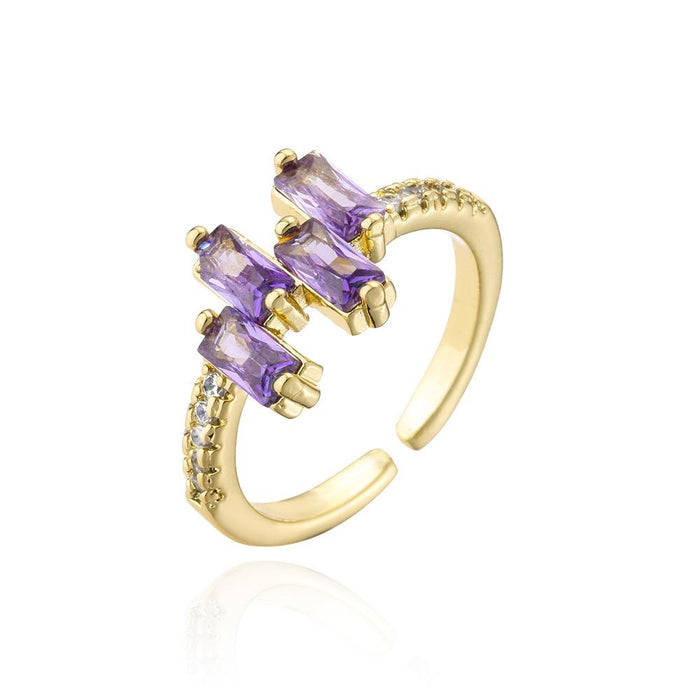 New Colorful Personalized Zircon Geometric Split Ring