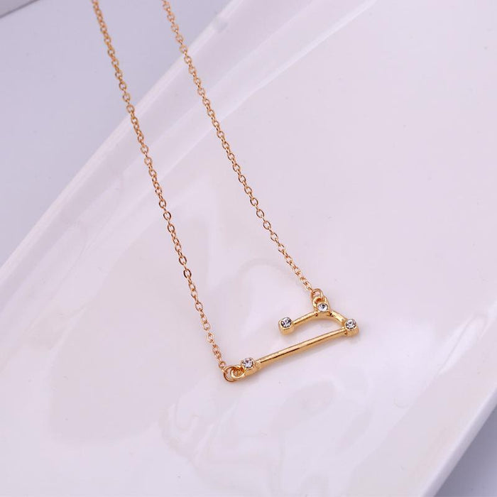 Twelve Constellations Diamond Inlaid Card Clavicle Chain