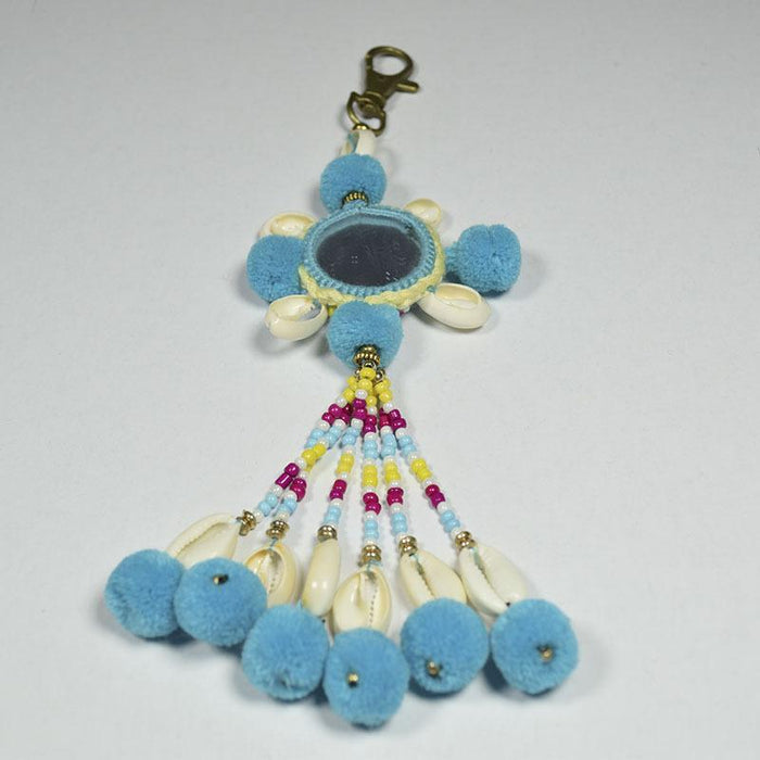 Bohemian Shell Plush Ball Bag Hanging Tassel Hand Woven Keychains