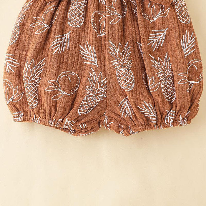 Baby Summer Suspender Bow Floral Jumpsuit