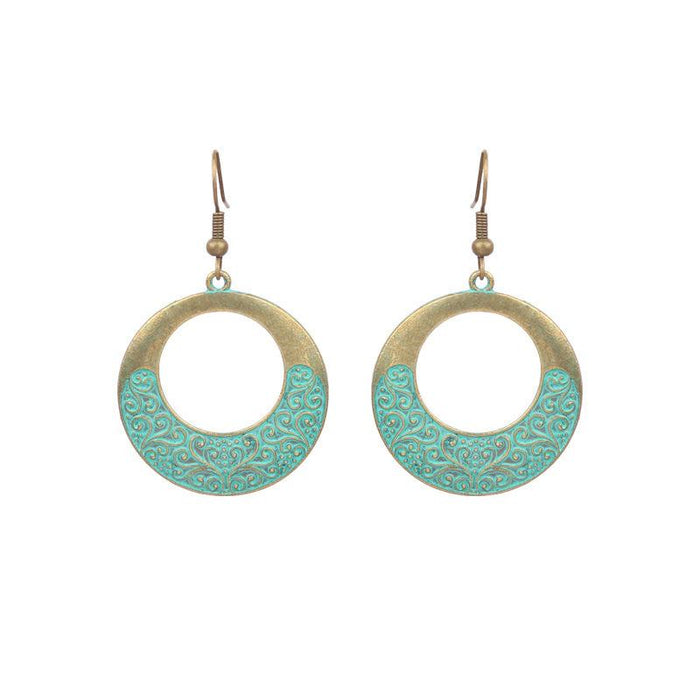 Boho Ethnic Vintage Green Stone Earrings