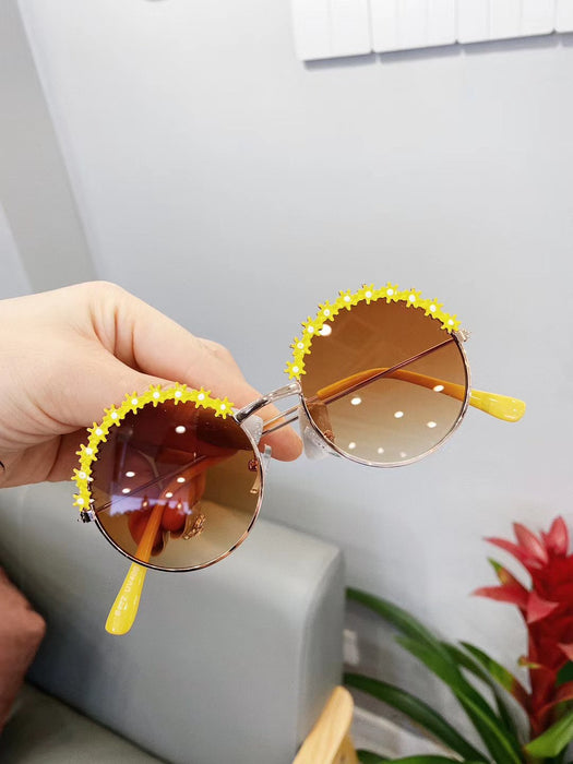 Metallic texture of children's flower Sunglasses