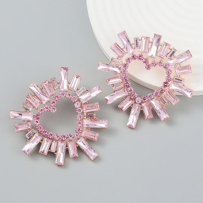 Super Flash Claw Chain Heart Shaped Sunflower Earrings