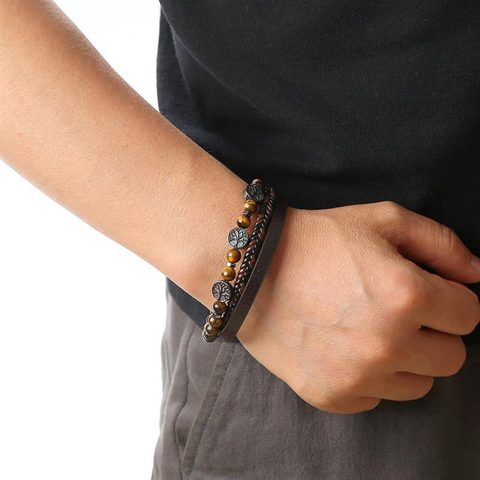 Geometric Gem Metal Patchwork Men'S Bracelets