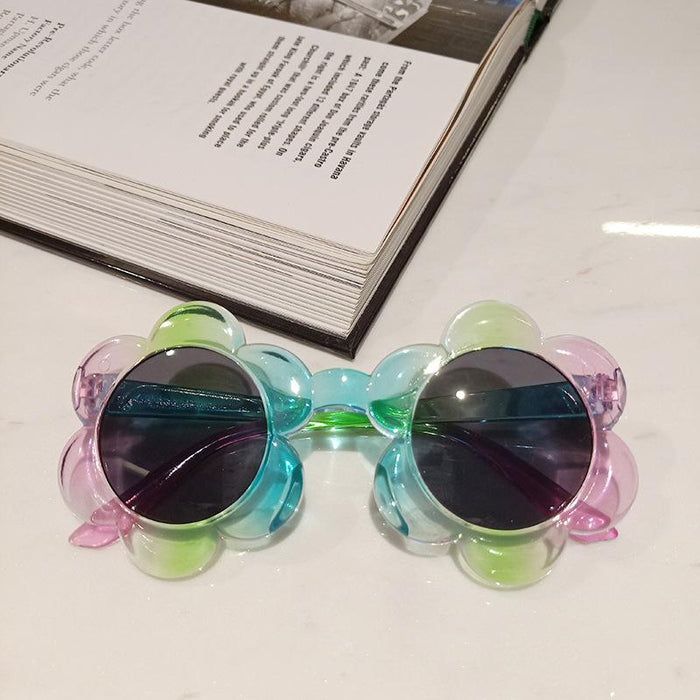 Fashionable Flower Transparent Jelly Color Children's Sunglasses