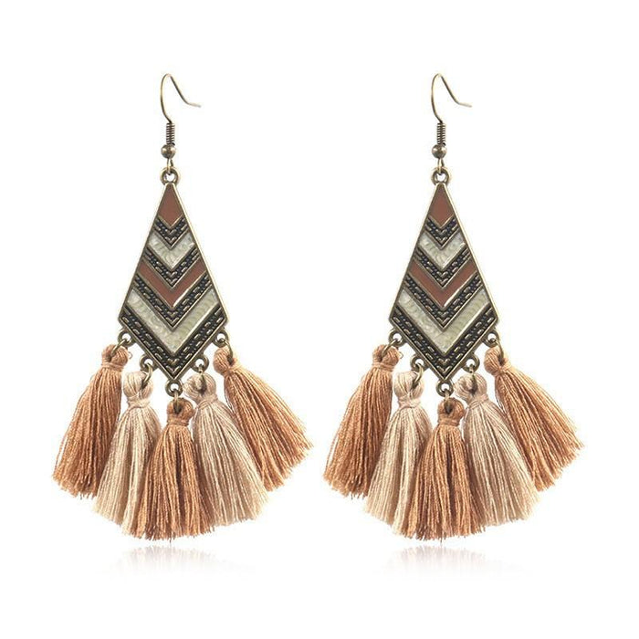 Vintage Ethnic Tassel Alloy Drip Earrings