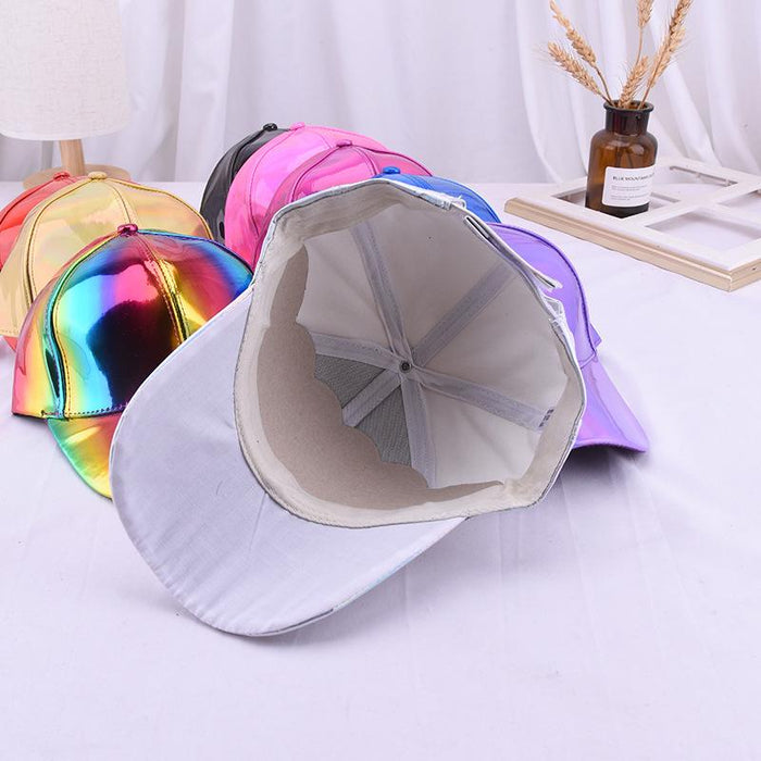 Summer Outdoor Sun Protection Laser Patent Leather Cap Baseball Cap