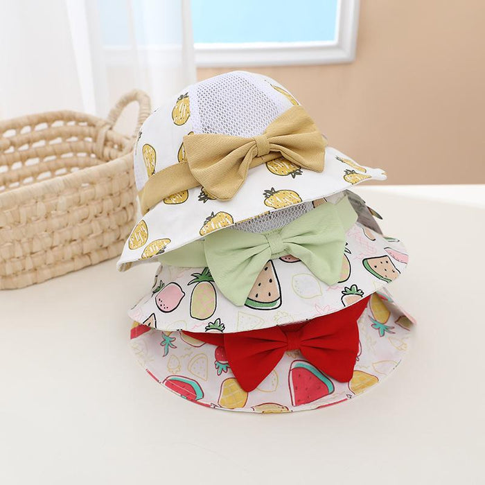 Summer Cute Fruit Bow Children's Hollow Net Hat Bucket Hat