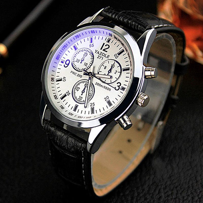 Yazole Blue Glass Surface Quartz Watch Business Fashion Unique Leisure Leather Watches