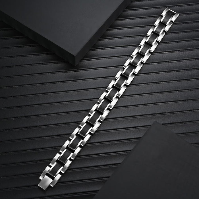 Men's Black Carbon Fiber Titanium Steel Bracelet