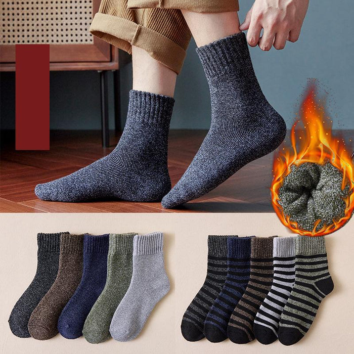 5 pairs Winter Thick Socks Men Super Thicker Solid Sock