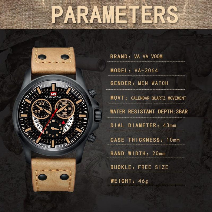 Calendar Waterproof Fashion Outdoor Sports Belt Men's Watch Relogio Masculino