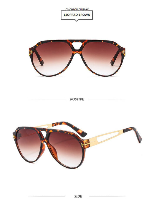 Light luxury double beam large frame toad Sunglasses
