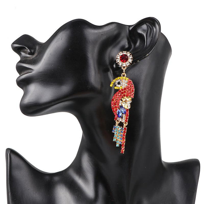 Fashion Personality Animal Bird Female Earrings Accessories Inlaid Rhinestone