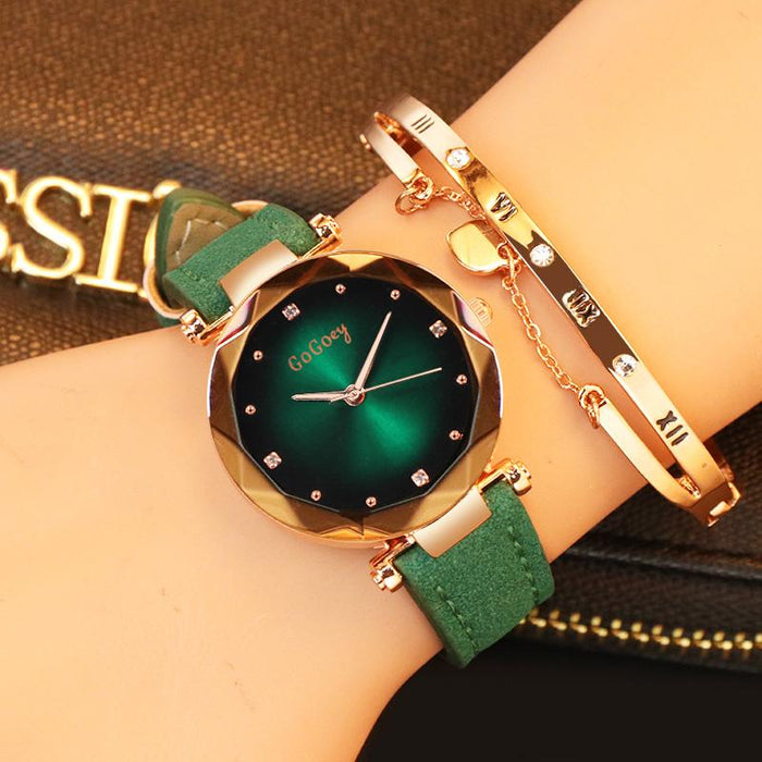 Women Watches Gogoey Top Brand Leather Ladies Watch
