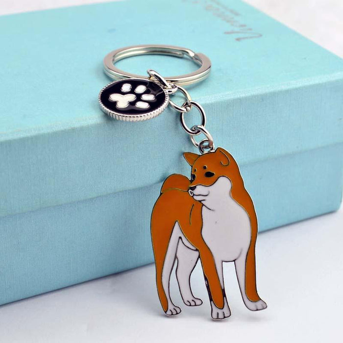 Multicolor Pet Dog Painted Zinc Alloy Keychain