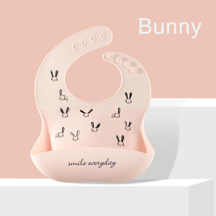 Silicone Baby Bib Waterproof Cartoon Feeding Soft Adjustable Scarf