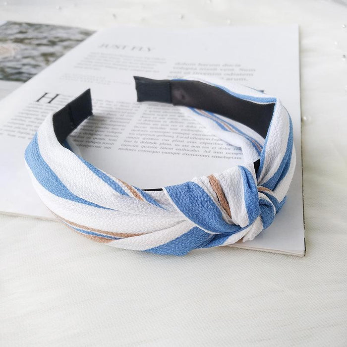 New Flower Headband Women Solid Color Knotted Hairband