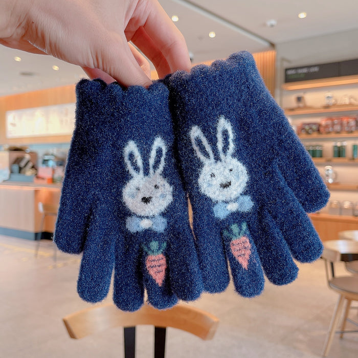 Winter Baby Sweet Cartoon Knitted Yarn Keep Warm Gloves
