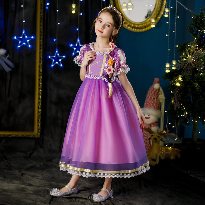 Snow white snow and ice long hair Princess Dress