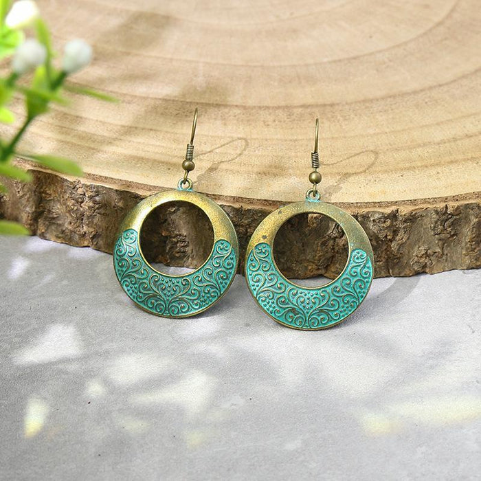 Boho Ethnic Vintage Green Stone Earrings