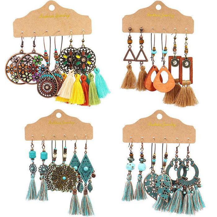 3 pairs/set Earrings Bohemian Style Jewelry X0X36216