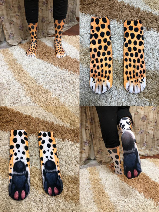 Funny Leopard Tiger Cotton Socks