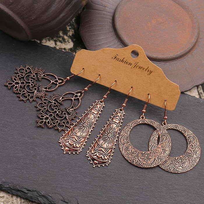 3 pairs/set Earrings Bohemian Style Jewelry X0X36195