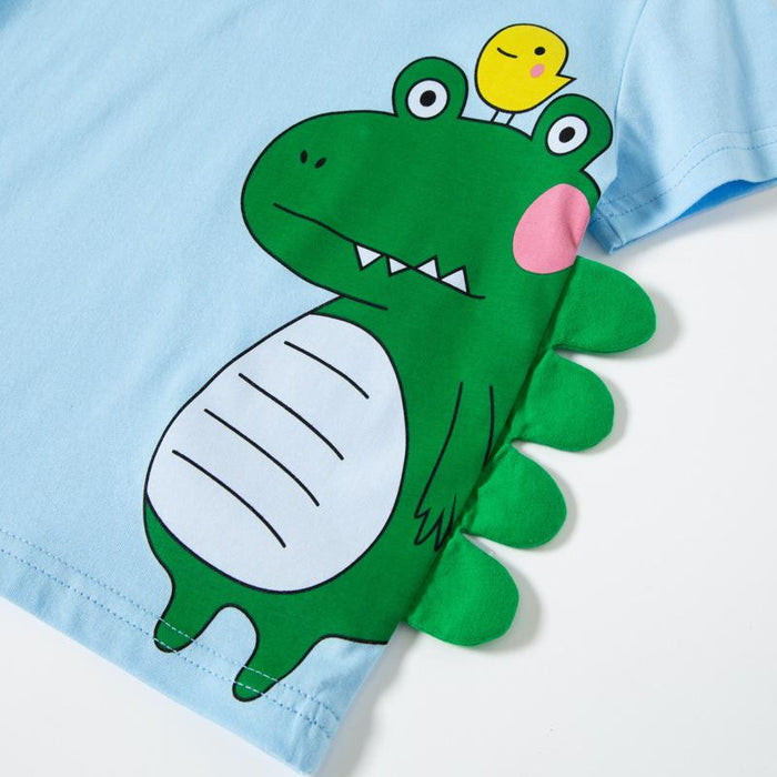 Children's short sleeve cartoon three-dimensional crocodile boys' cotton T-shirt summer children's wear