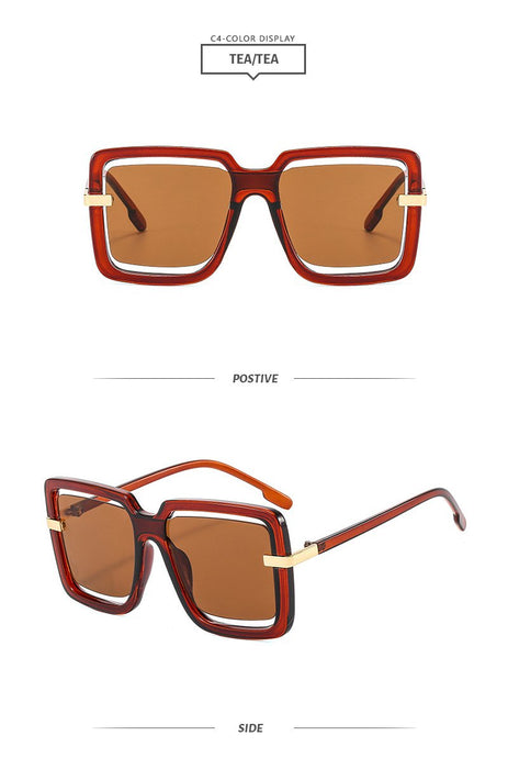 Hollow out large frame sunglasses