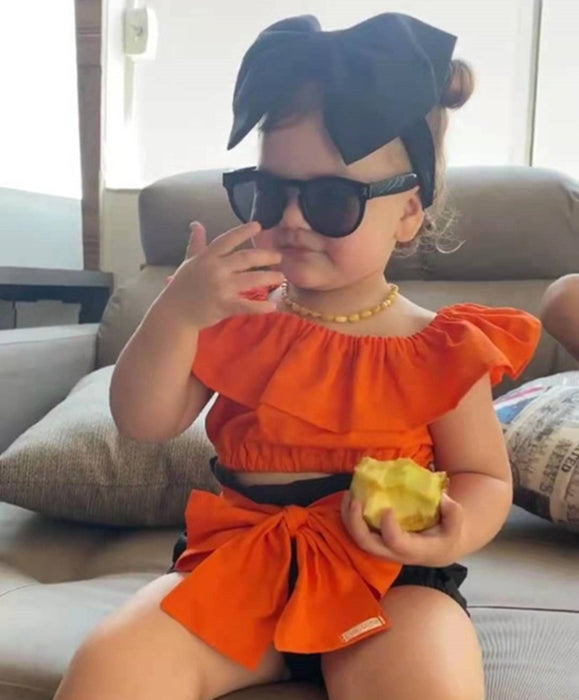 Pullover sleeveless Suit Shorts bow three piece set