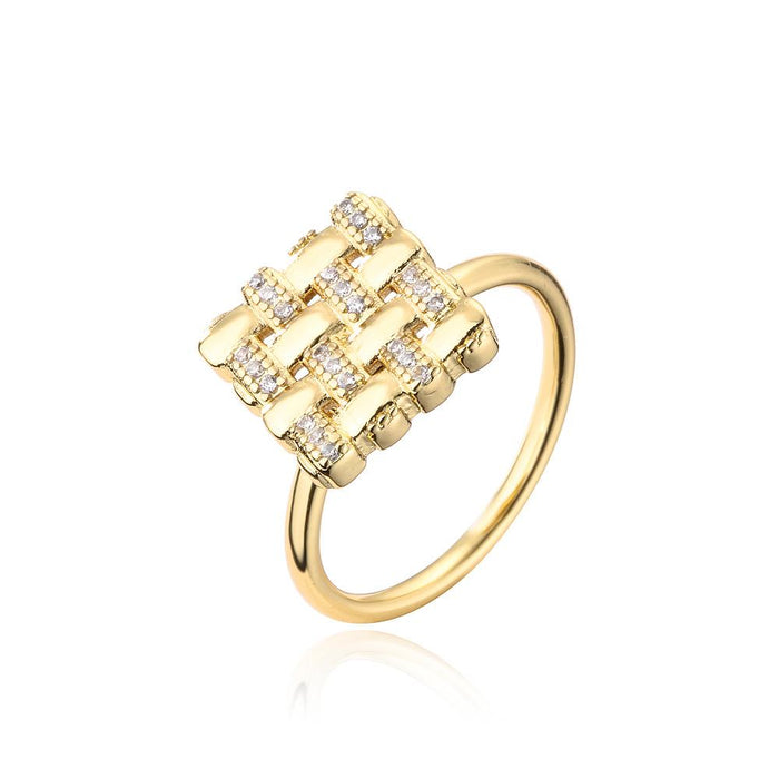 New Rotatable Gold Geometric Opening Ring