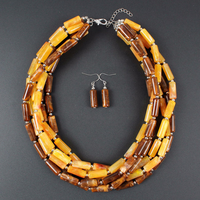 Female Jewelry Two-color Cylindrical Necklace