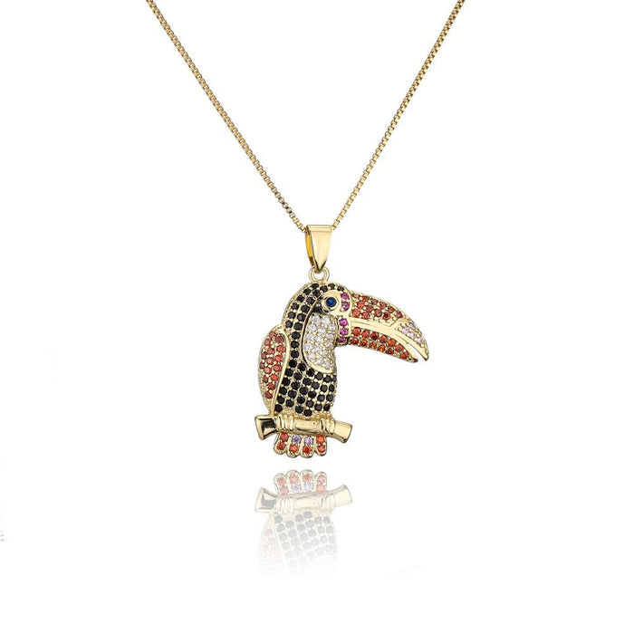 New Fashion Personality Geometric Pendant Gold Color Zircon Necklace