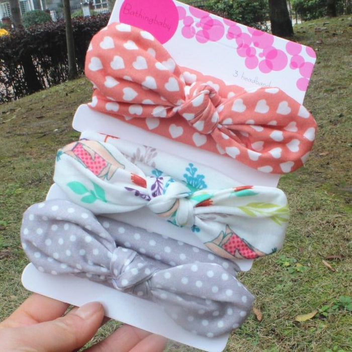 Children's Three Piece Printed Butterfly Hair Band Rabbit Ear Headdress